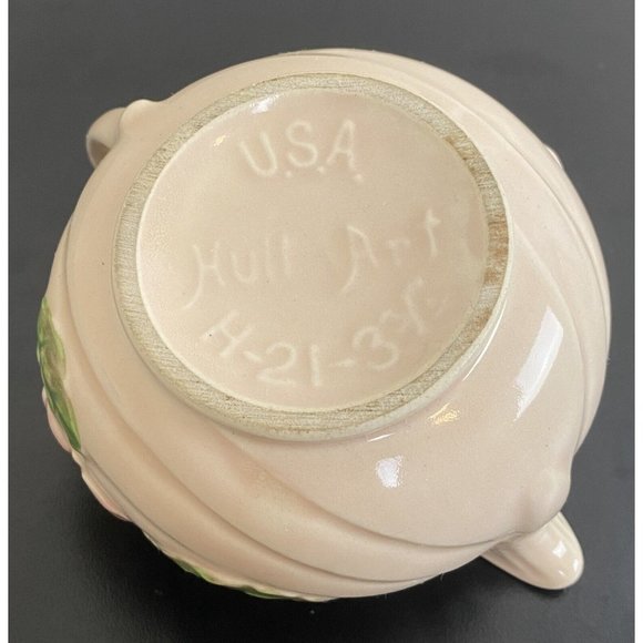 Hull Art Creamer Pink Magnolias Matt Finish H-21-3 3/4" USA Pink Pottery - Picture 6 of 8